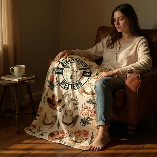 Inspiration Western - Couverture douce Inspiration Western – Modèle Chapeaux & Fleurs