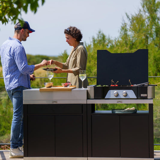 Le Marquier - Meuble avec tiroir Duo inox/Noir