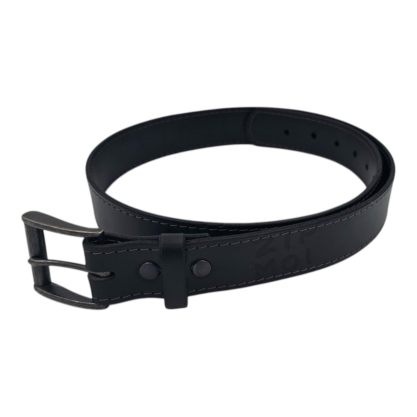 Zipmoilou - Ceinture de cuir véritable noir 36"