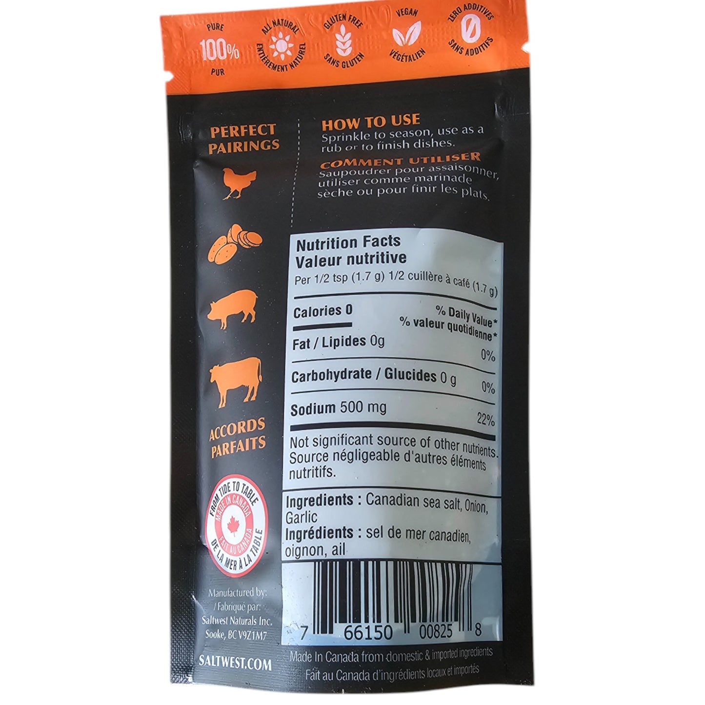 Saltwest naturals - Sel de mer infusé à l'ail et à l'oignon rôtis