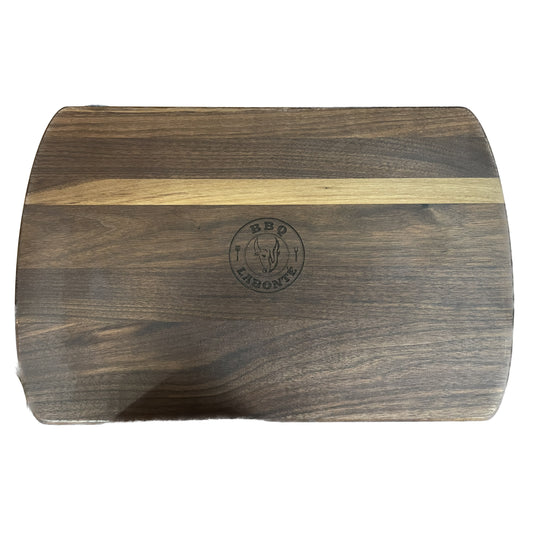 Canam - Planche à découper en bois de noyer logo BBQ Labonté