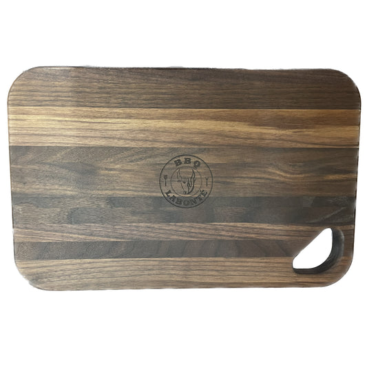 Canam - Planche à découper en bois de noyer avec poignée logo BBQ Labonté