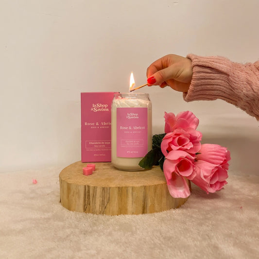 La Shop à Savons - Chandelle de soya Rose & Abricot