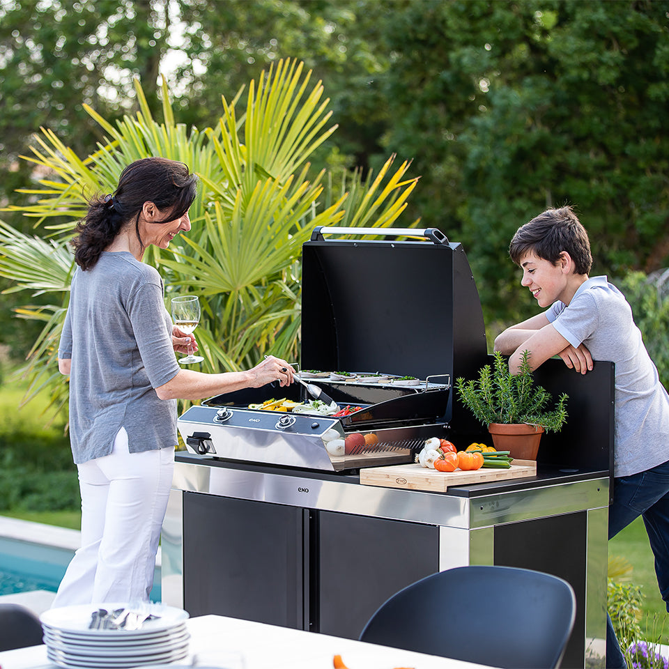 Eno - Plancha en fonte émaillée BERGERAC 1800 acier galvanisé Noir et Inox