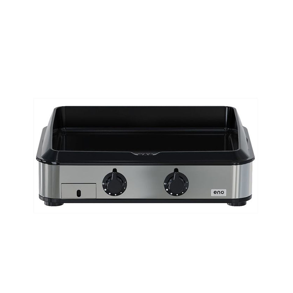 Eno - Plancha Gaz 2 brûleurs ENOSIGN 65 cm Noir et Inox