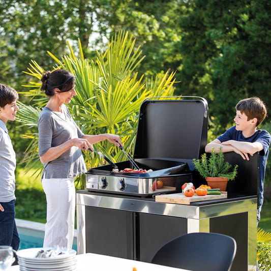 Eno - Plancha Gaz 2 brûleurs ENOSIGN 65 cm  Noir et Inox