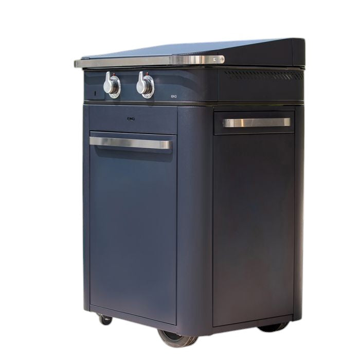 Eno - Ensemble Plancha 2 brûleurs et chariot ENOSIGN 65 cm Bleu Navy