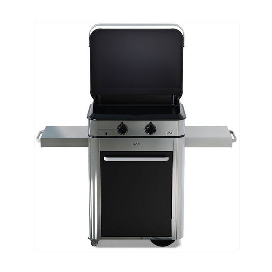 Eno - Ensemble Plancha 2 brûleurs et chariot ENOSIGN 65 cm Noir et Inox