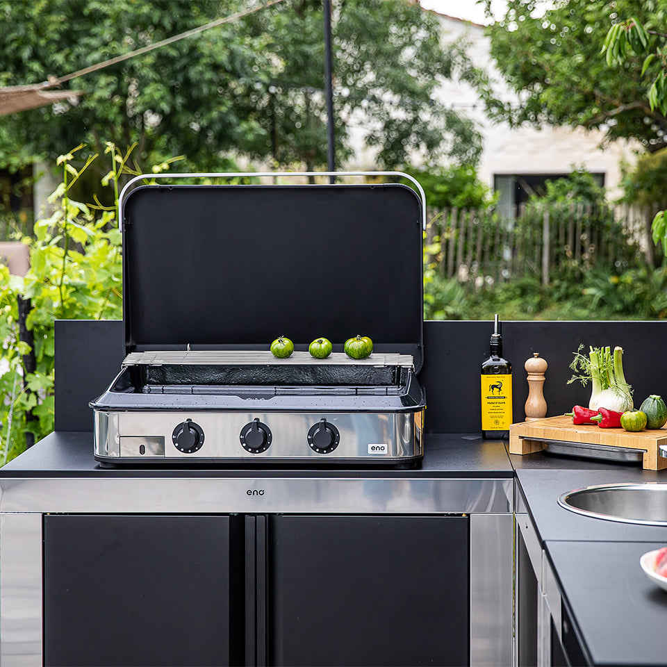 Eno - Plancha Gaz 3 brûleurs ENOSIGN 80 cm Inox et Noir
