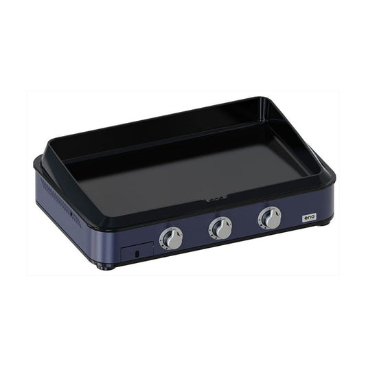 Eno - Plancha à gaz Enosign 80 en fonte émaillée, 3 brûleurs, bleu navy