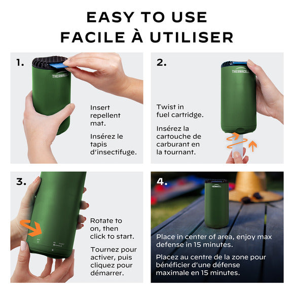 Thermacell - Répulsif pour patio Bouclier anti-moustiques Vert forêt