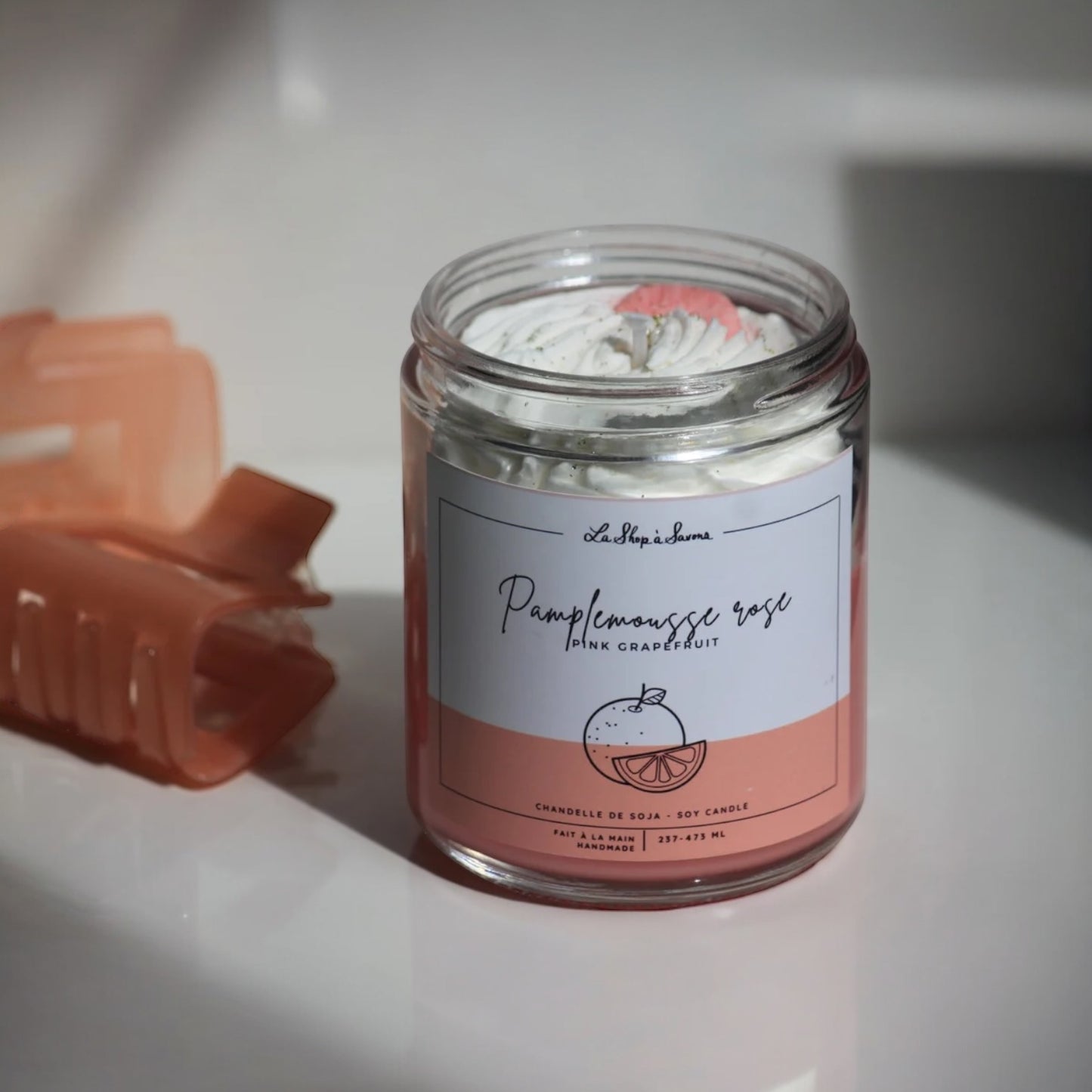 La Shop à Savons - Chandelle de soya Pamplemousse rose