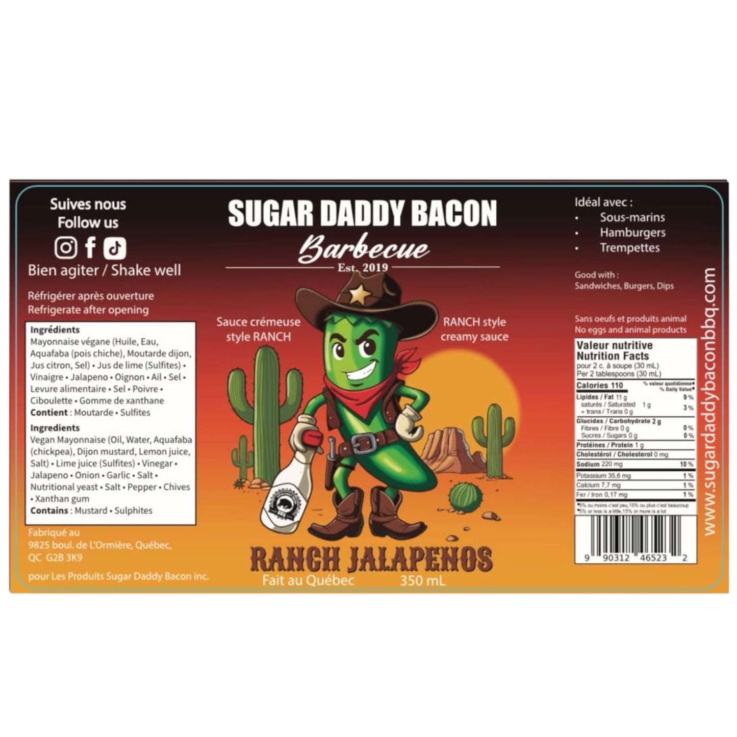 Sugar Daddy Bacon BBQ - Sauce Ranch Jalapenos