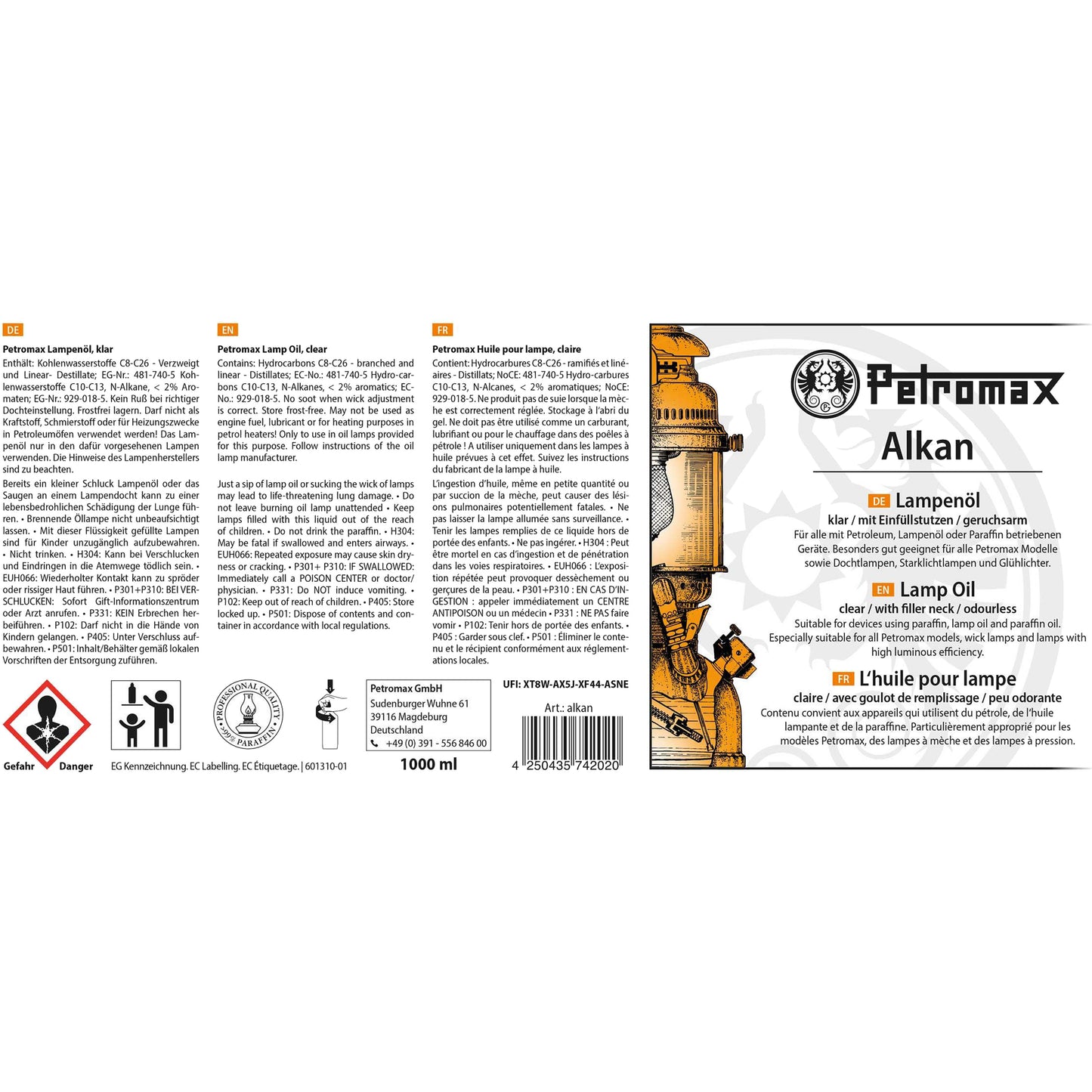 Petromax - Bouteille d'huile de paraffine Petromax Alkan
