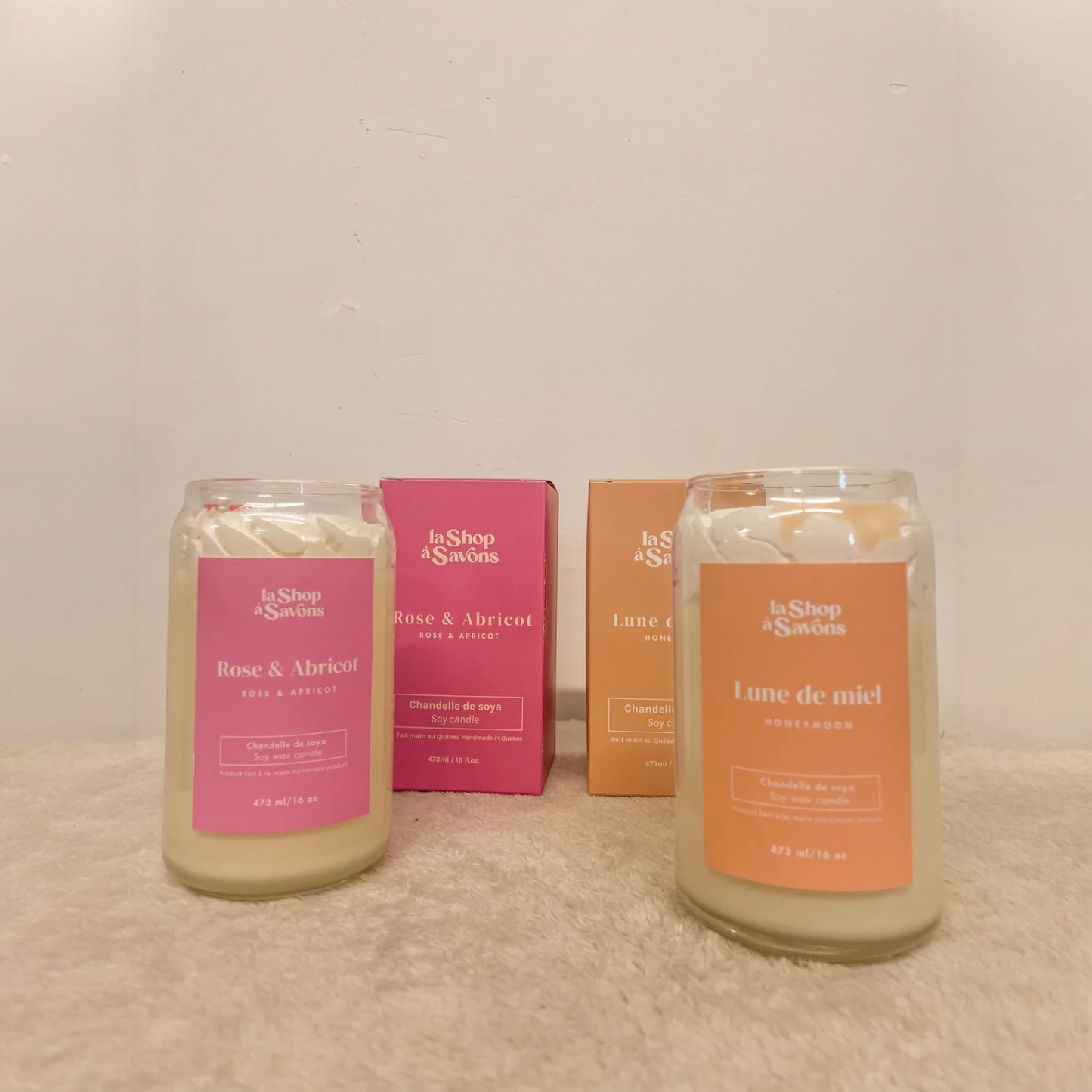 La Shop à Savons - Chandelle de soya Rose & Abricot