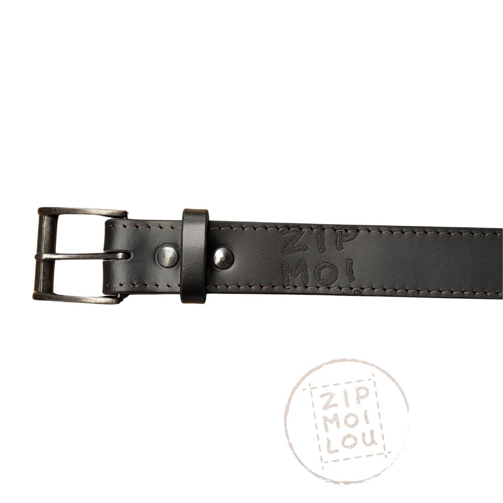 Zipmoilou - Ceinture de cuir véritable noir 32"