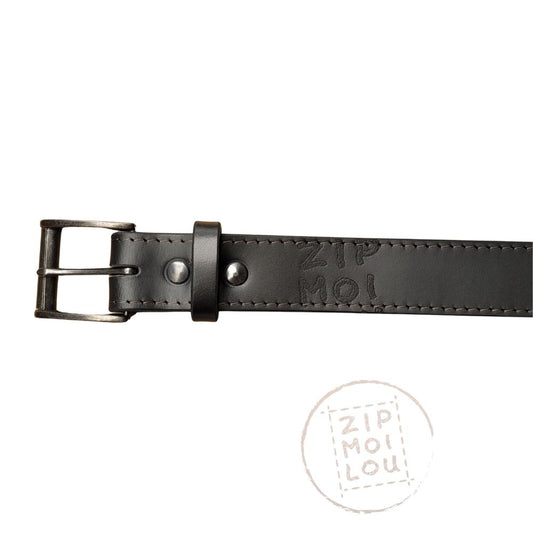 Zipmoilou - Ceinture de cuir véritable noir 36"