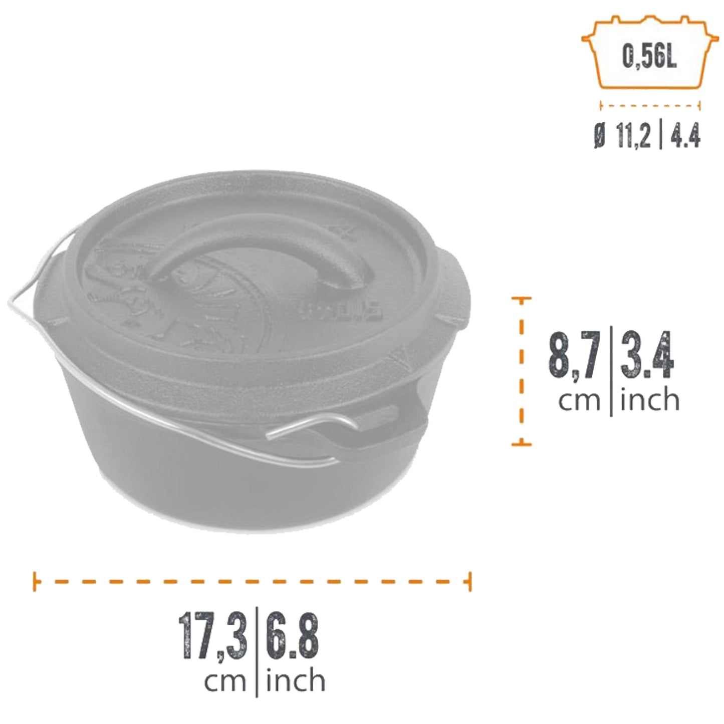 Petromax - Marmite en fonte avec surface plane -  ft0.5-t (sans pieds)