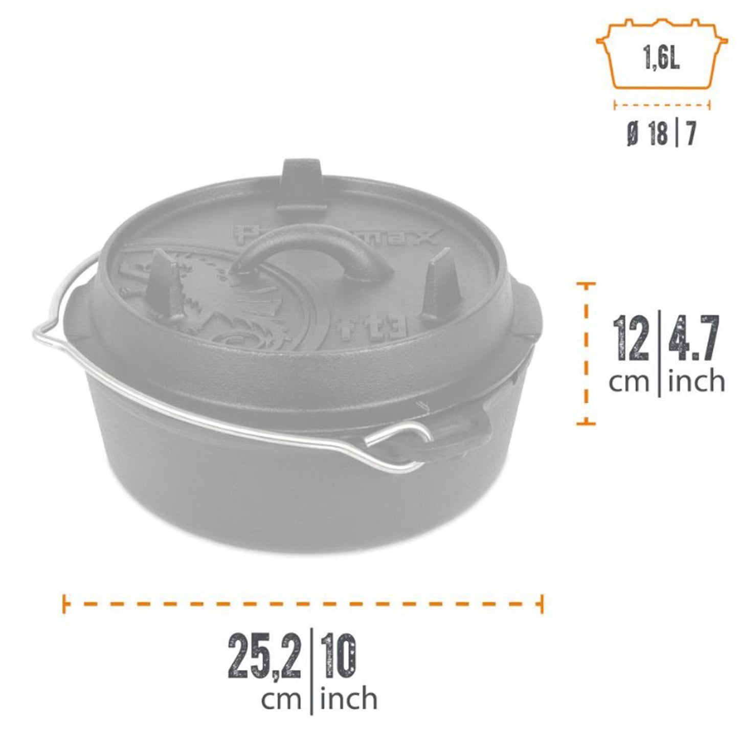 Petromax - Marmite en fonte avec surface plane - ft3-t (sans pieds)