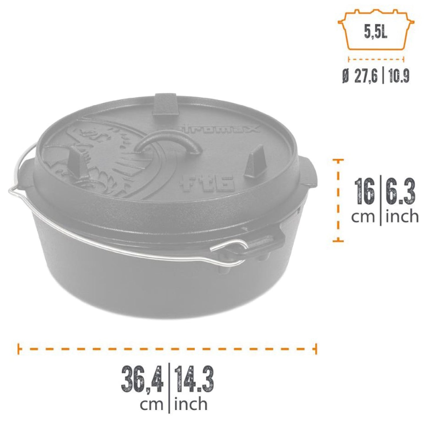 Petromax - Marmite en fonte avec surface plane - ft6-t (sans pieds)