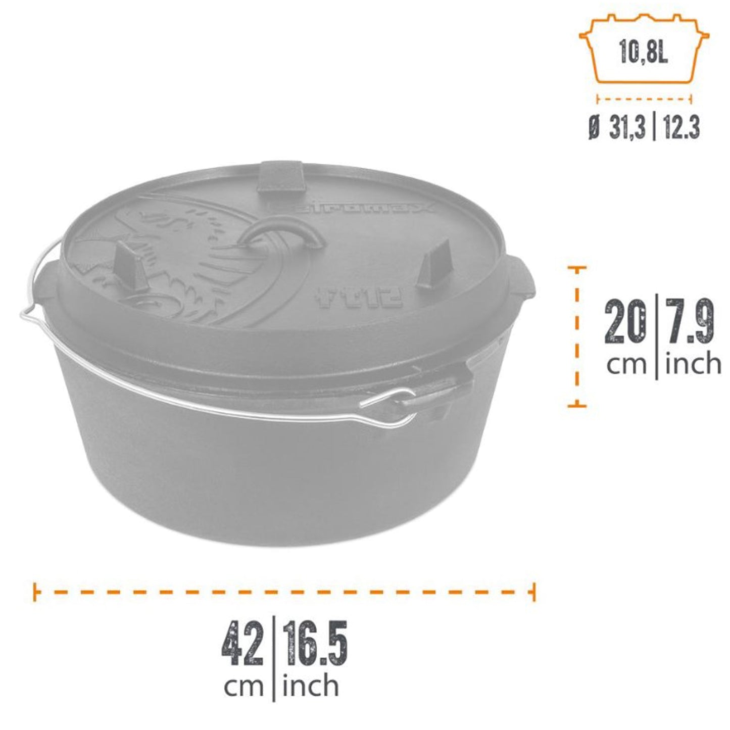 Petromax - Marmite en fonte avec surface plane - ft12-t (sans pieds)