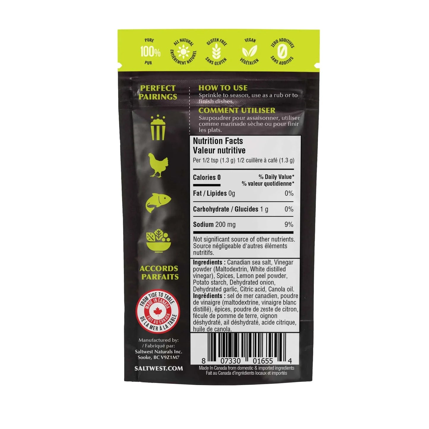 Saltwest naturals - Sel de mer au cornichon à l'aneth