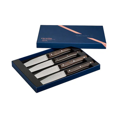 Opinel – Facette – Ensemble de 4 couteaux de table en frêne sombre (lame lisse)