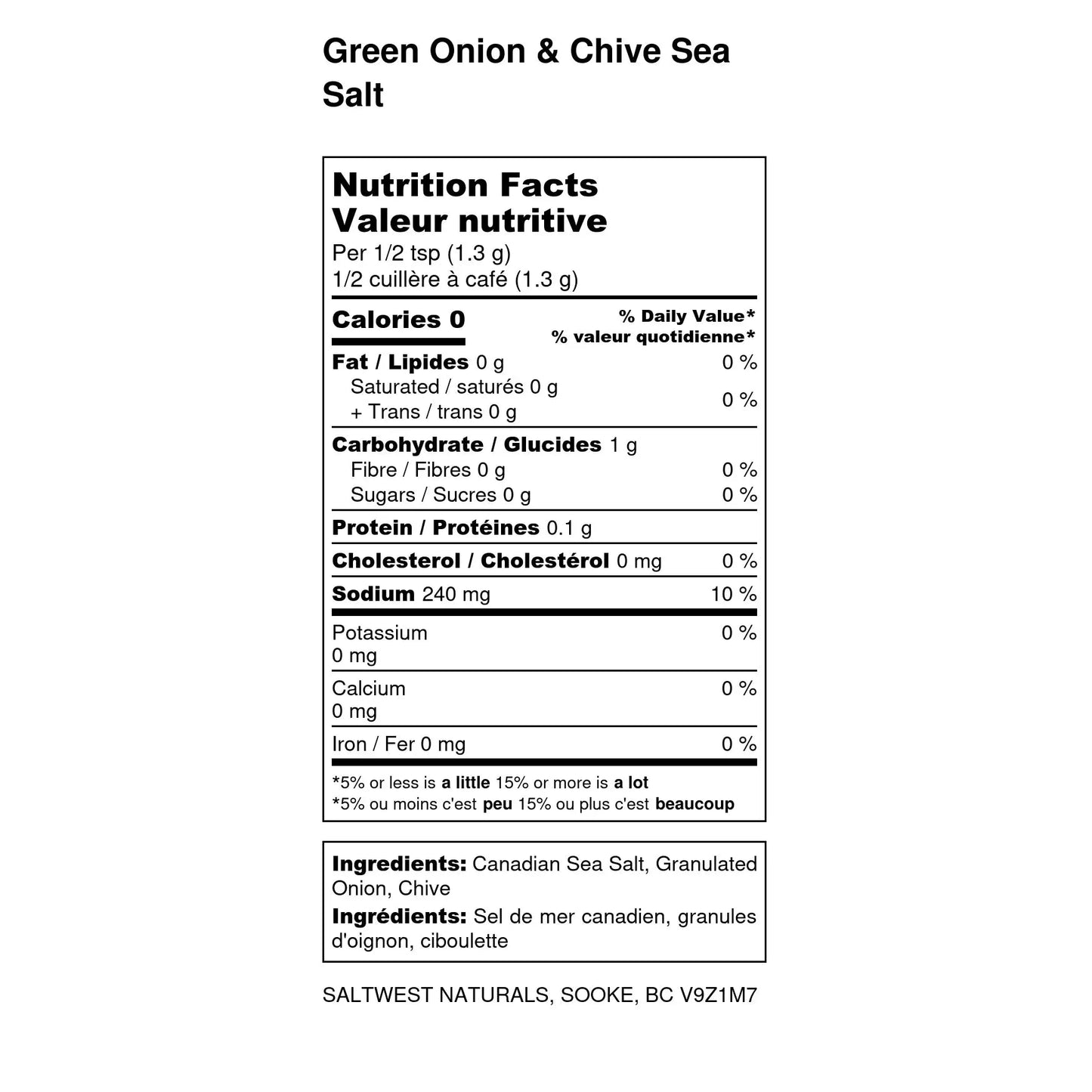 Saltwest naturals - Sel de mer infusé à l'oignon vert et à la ciboulette