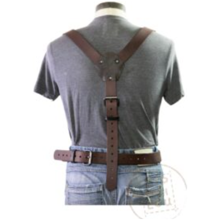 Zipmoilou - Tablier de cuir Kangaroo Jack avec 2 poches cuir Très Grand Noir & Taupe
