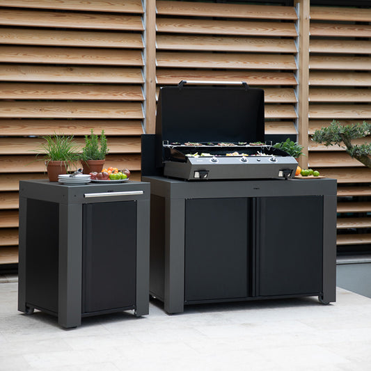 Eno - Table FELIX en acier galvanisé gris cargo et noir (Modulo)