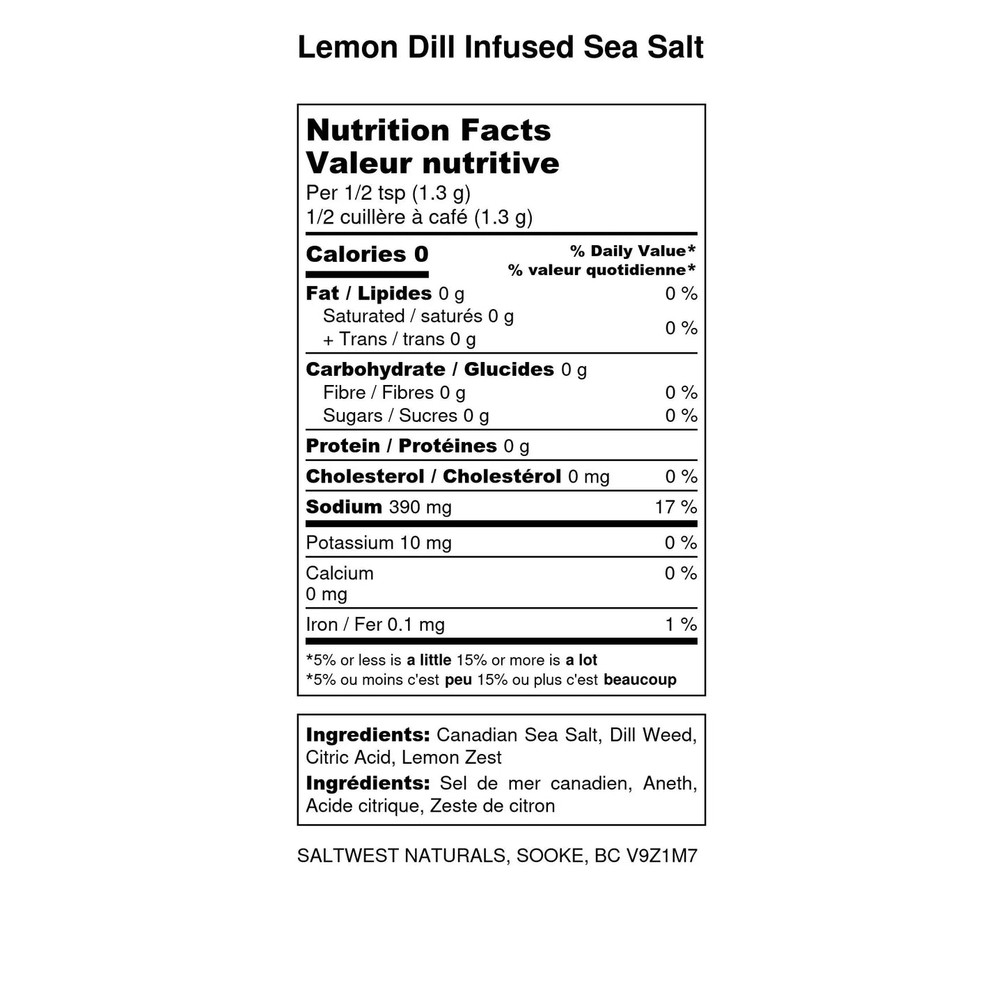 Saltwest naturals - Sel de mer infusé à l'aneth et au citron