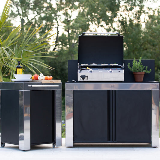 Eno - Desserte FELIX en acier inoxydable et noir