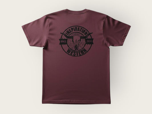 Inspiration Western - T-shirt bougogne 2 logos noirs