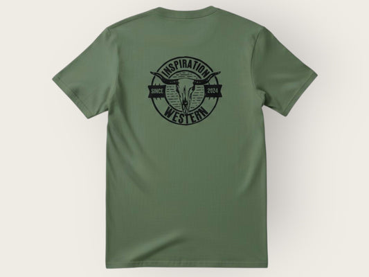Inspiration Western - T-shirt vert 2 logos