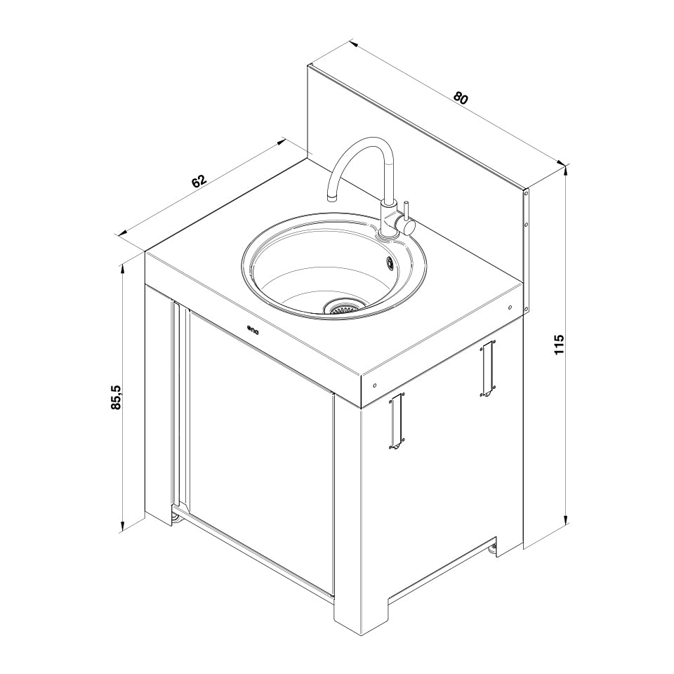 Eno - Module MODULO évier en acier galvanisé thermolaqué gris cargo et noir