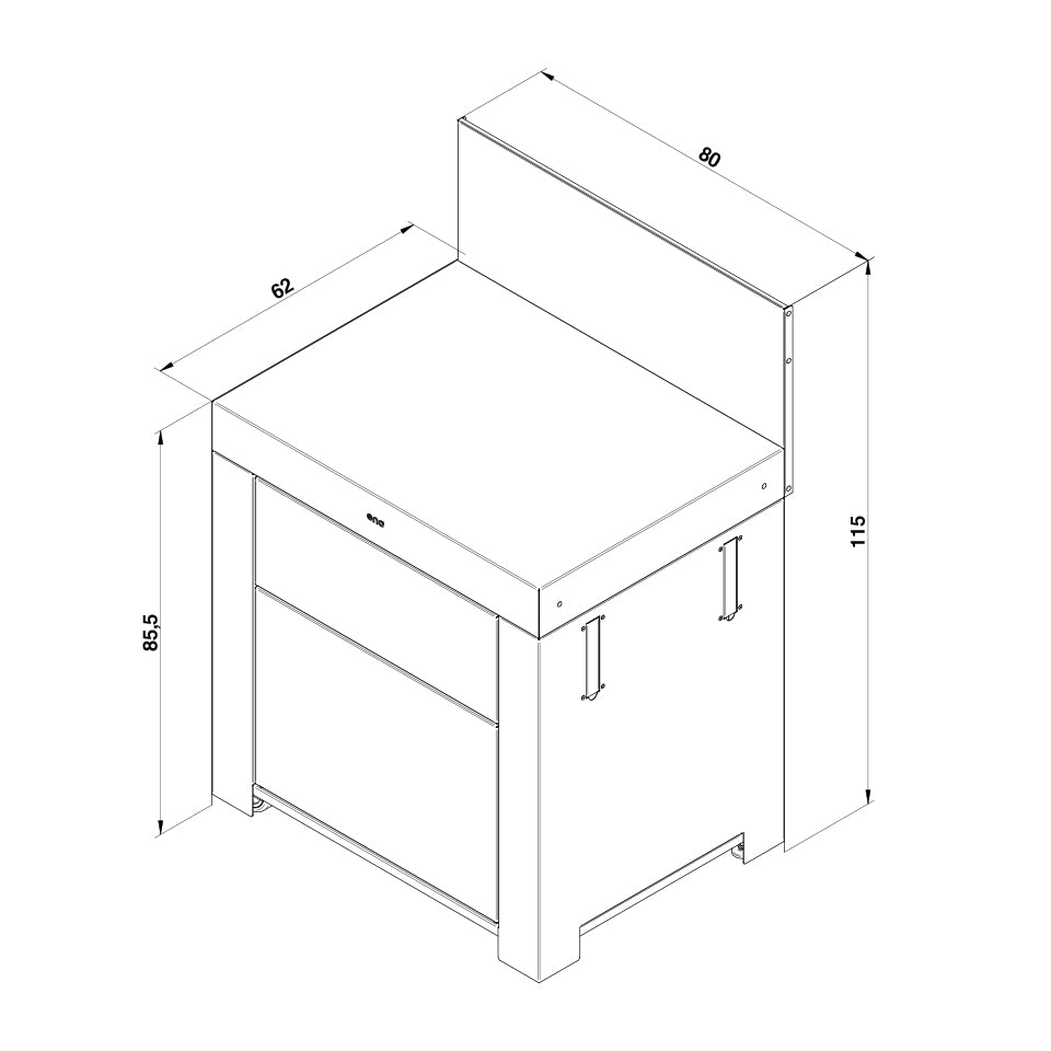 Eno - Module MODULO plan de travail 2 tiroirs Gris cargo et noir