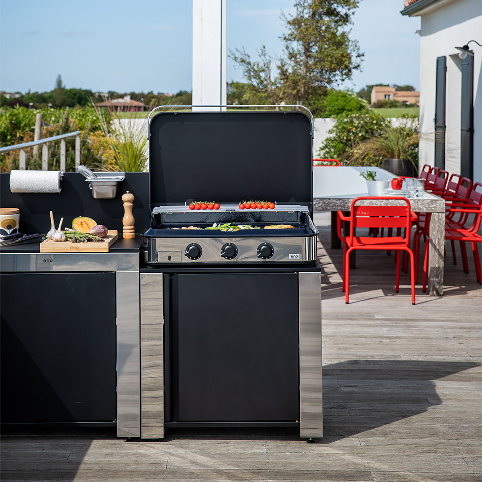 Eno - Module MODULO surbaissé 80 cm en acier inoxydable et noir