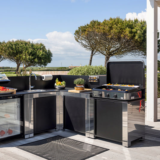 Eno - Module MODULO surbaissé 80 cm en acier inoxydable et noir