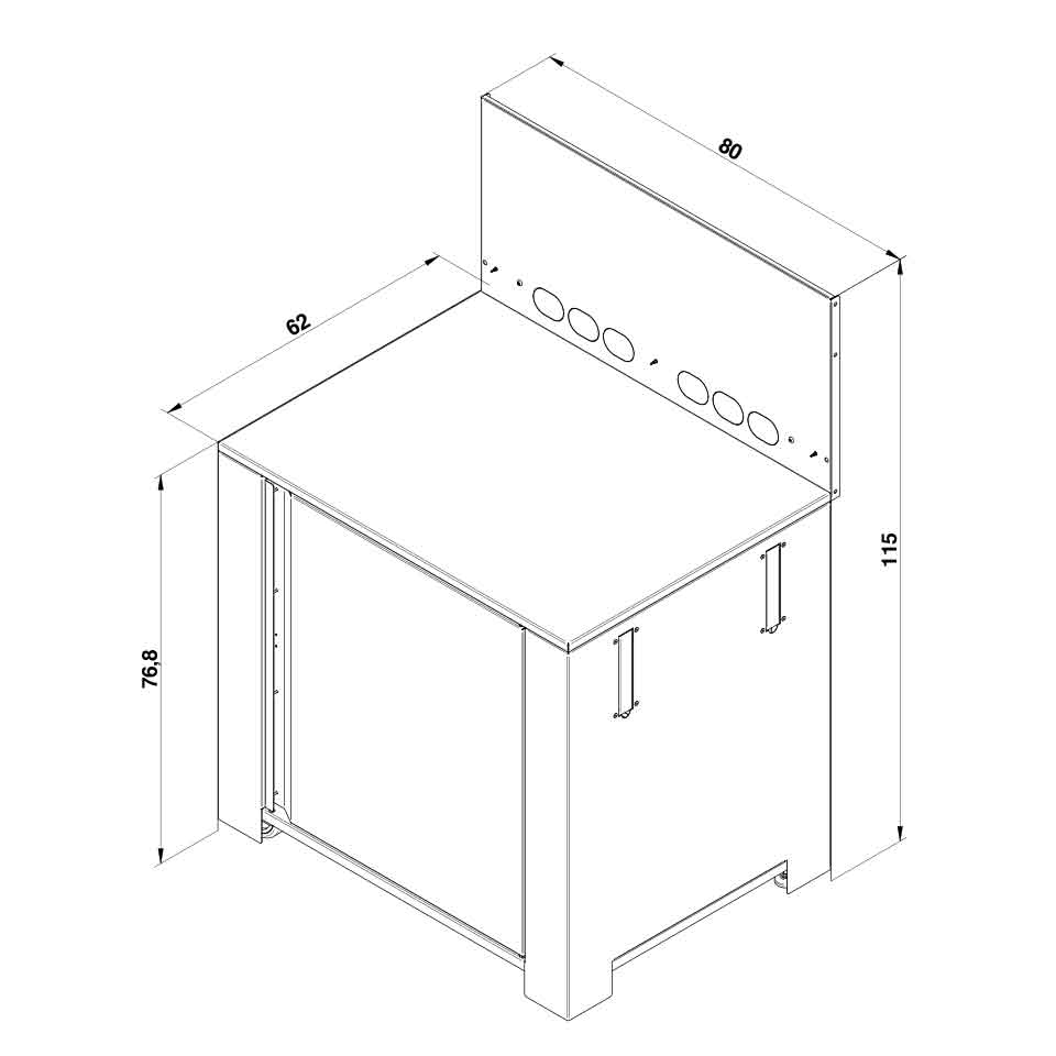 Eno - Module MODULO surbaissé 80 cm en acier inoxydable et noir