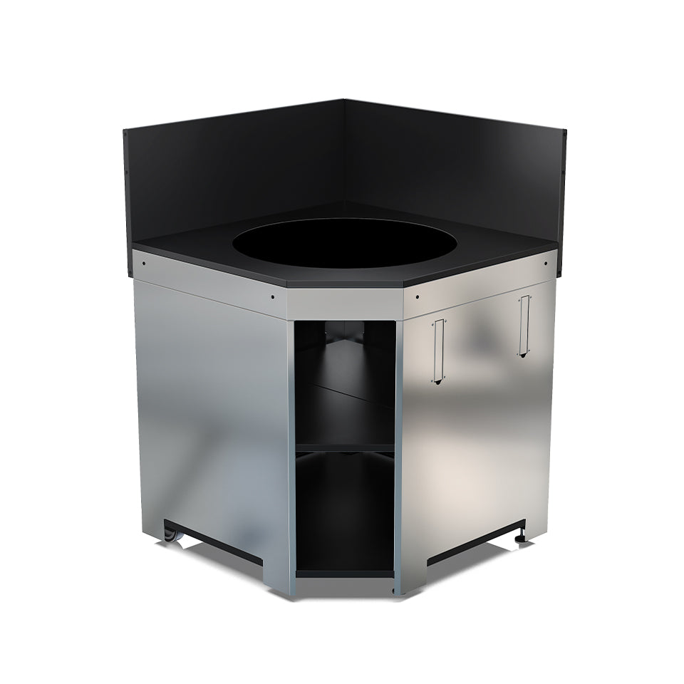 Eno - MODULO d'angle pour Kamado M et L acier inoxydable et noir