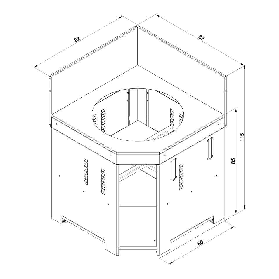 Eno - MODULO d'angle pour Kamado M et L acier inoxydable et noir