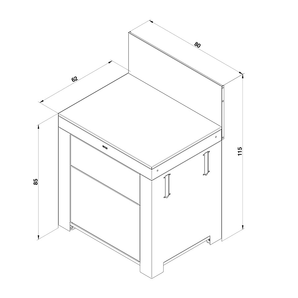 Eno - Module MODULO plan de travail 2 tiroirs Acier inoxydable et noir