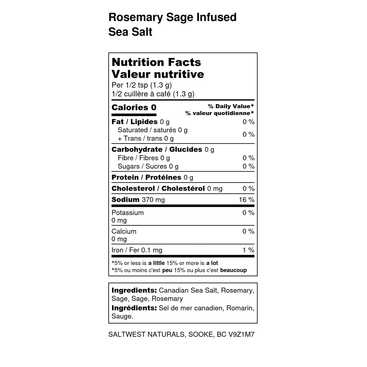 Saltwest naturals - Sel de mer infusé au romarin et à la sauge