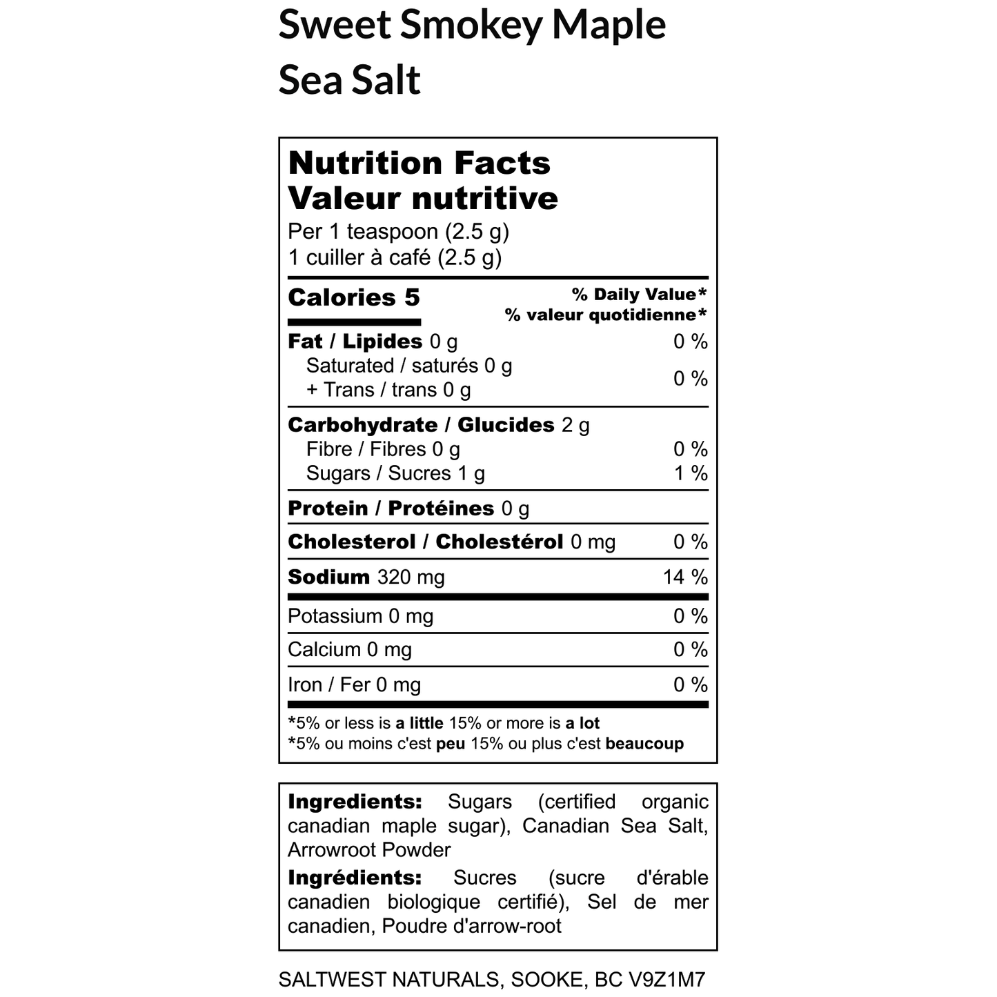 Saltwest naturals - Sel de mer Érable sucré et fumé