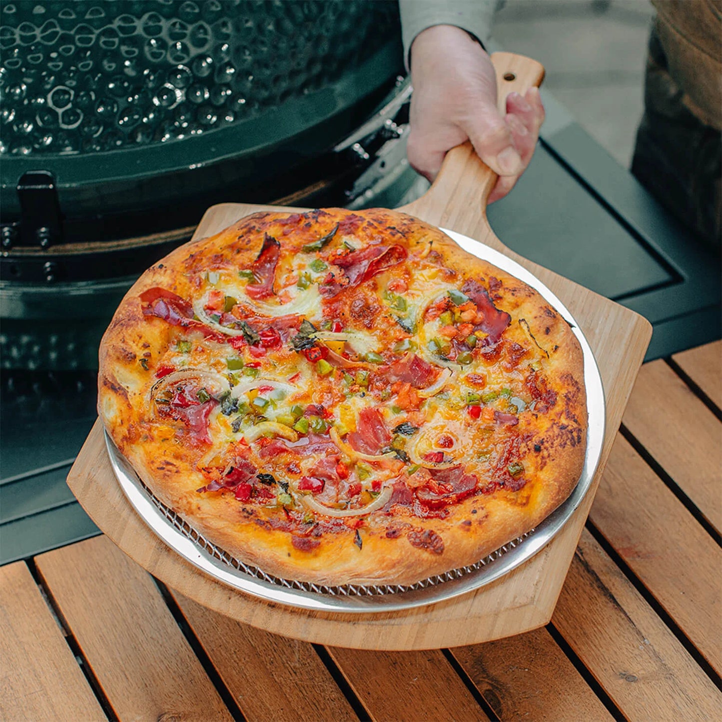 Big Green Egg - Pelle à Pizza en bambou et écran à pizza