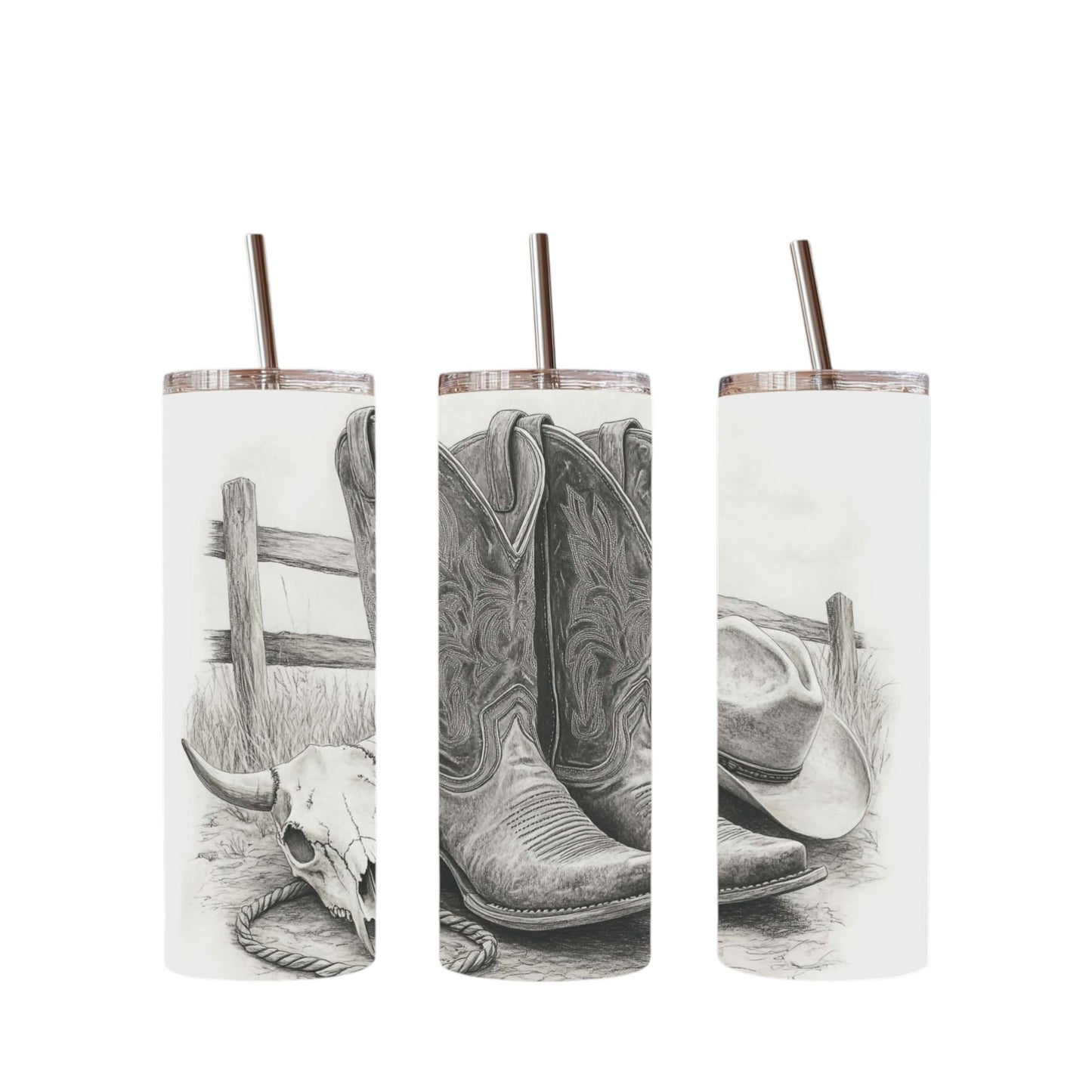 Inspiration Western - Tasse isotherme - Édition Bottes de cowboys & Crâne de Boeuf