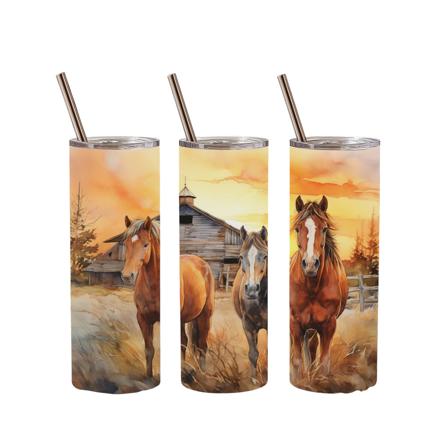 Inspiration Western - Tasse isotherme - Édition chevaux coucher de soleil