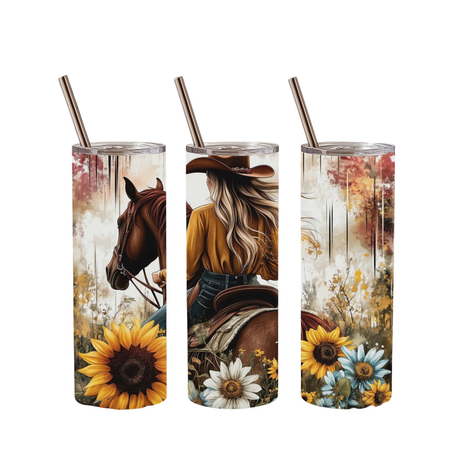 Inspiration Western - Tasse isotherme - Édition Cowgirl & Fleurs sauvage en cheval
