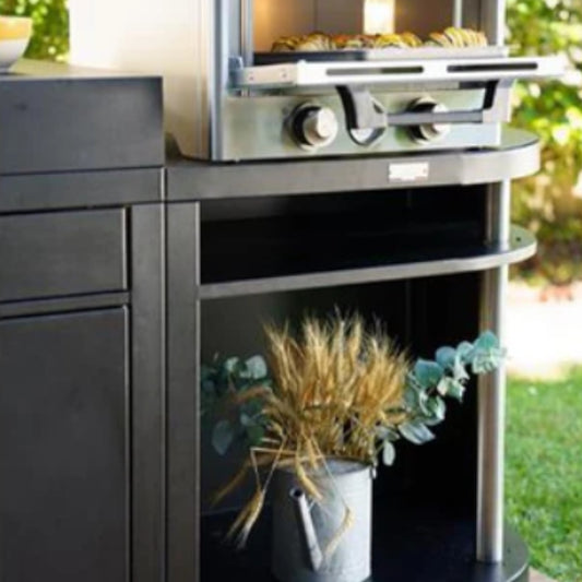 Le Marquier - Meuble cuisson arrondi droite noir