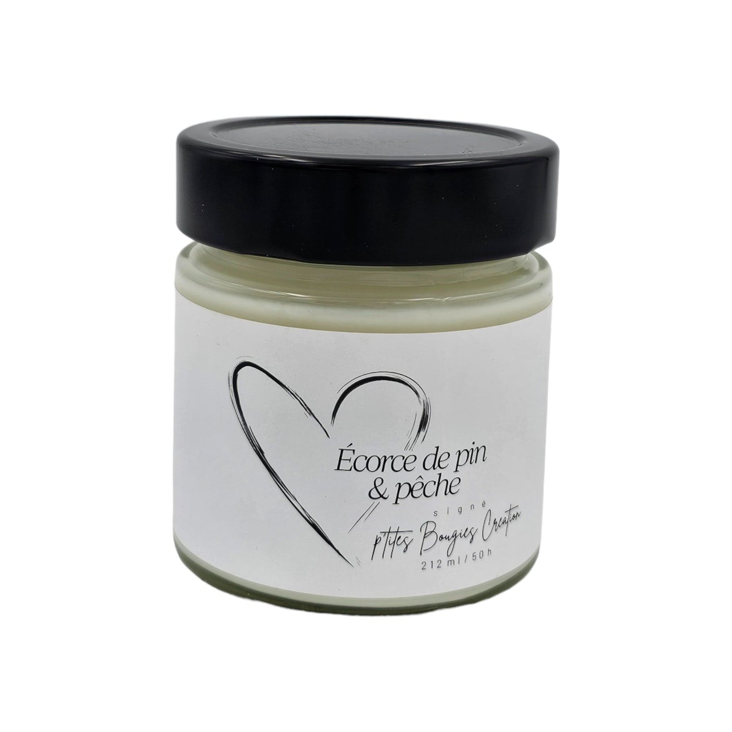 P'tites bougies Création - Bougie à la cire de soya - Écorce de pin et pêche